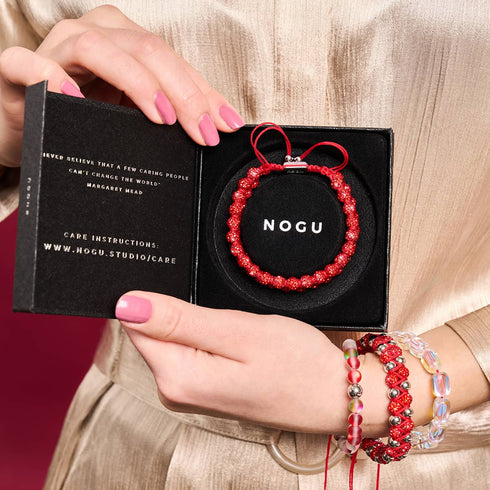 Mini Rainbow Supernova Galaxy Glass Pebble x Red String Bracelet